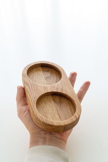 楕円形オーク材コーヒーサービングトレイボードプレートナチュラル10 x 20 cmコーヒートレイの画像