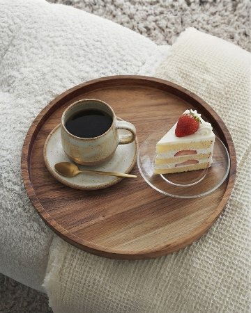 Mサイズ 皿 ウォルナット 胡桃 クルミ ゴールドクラフト 丸い 木 木製 手作り 食器 おしゃれ カフェ風 お盆 木のお皿の画像
