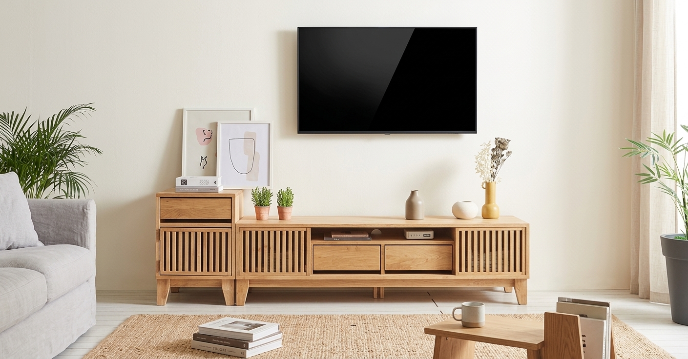 無垢テレビボード　格子引き戸　モダンなテレビ台　150㎝　お洒落なボード　パイン　オイル塗装　　送料無料の画像