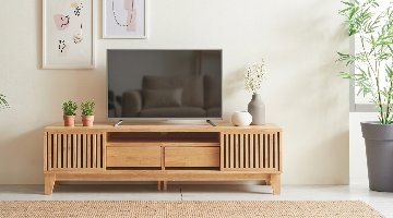 無垢テレビボード　格子引き戸　モダンなテレビ台　150㎝　お洒落なボード　パイン　オイル塗装　　送料無料の画像