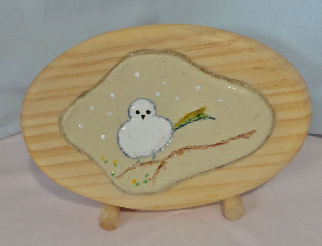 七宝絵付け陶板　シマエナガAの画像