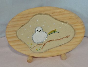七宝絵付け陶板　シマエナガAの画像