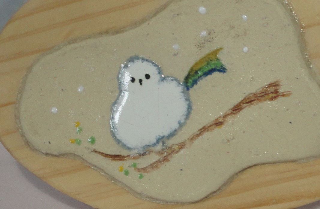 七宝絵付け陶板　シマエナガBの画像