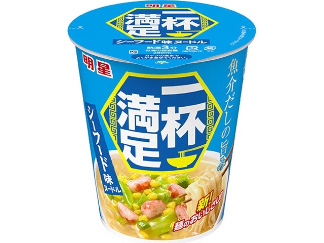 明星 一杯満足 シーフード味ヌードル   ×12 【全国送料無料】(一部地域別途)の画像