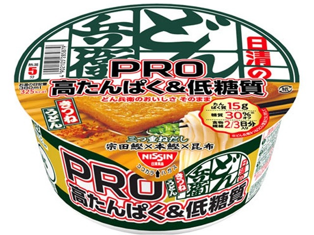 日清 どん兵衛ＰＲＯ高たんぱく＆低糖質きつねうどん ×12 【全国送料無料】(一部地域別途)の画像
