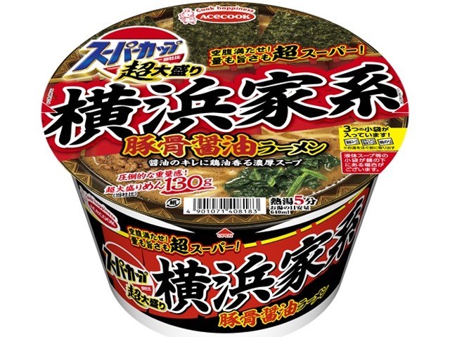 エース 超大盛りスーパー横浜家系豚骨醤油ラーメン ×12 【全国送料無料】(一部地域別途)の画像