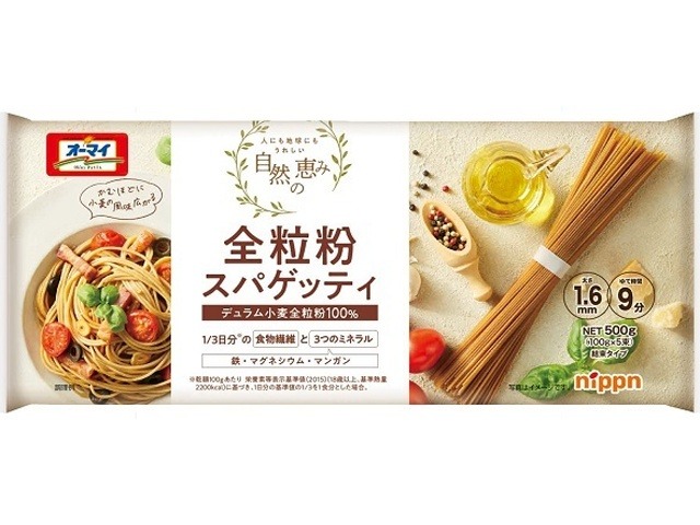 オーマイ 自然の恵み全粒粉スパ１．６ｍｍ５００ｇ ×20 【全国送料無料】(一部地域別途)の画像