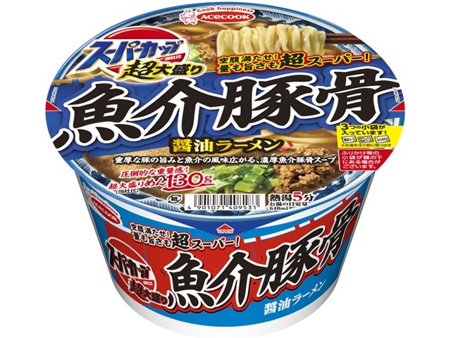 エース スーパーカップ超大盛り魚介豚骨醤油ラーメン  ×12 【全国送料無料】(一部地域別途)の画像