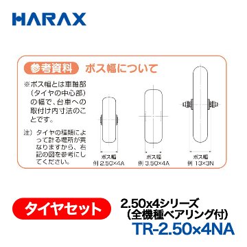 HARAX（ハラックス） タイヤセット TR-2.50x4NA  2.50x4シリーズ（全機種ベアリング付） ノーパンクタイヤ（アルミホイール）の画像