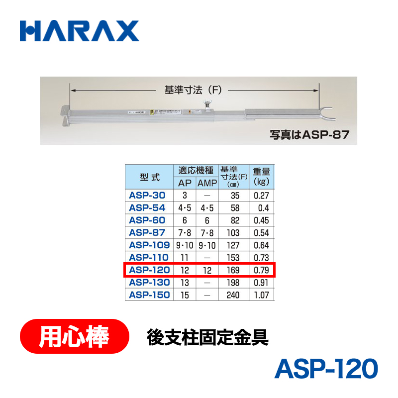 HARAX（ハラックス） 用心棒 ASP-120  後支柱固定金具 適応機種：AP-12／AMP-12の画像