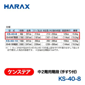 HARAX（ハラックス） ケンステア KS-40-8  中２階用階段（手すり付） 段数8段の画像