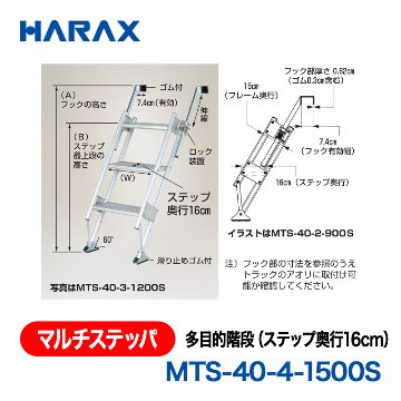 HARAX（ハラックス） マルチステッパ MTS-40-4-1500S  多目的階段（ステップ奥行16cm） ステップ有効幅40cmタイプ ステップ段数４段の画像