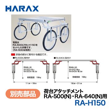 HARAX（ハラックス） 楽太郎 RA-H150  荷台アタッチメント　RA-500(N)・RA-640(N)用 高床部品／赤色の部分に取付ける部品です。の画像