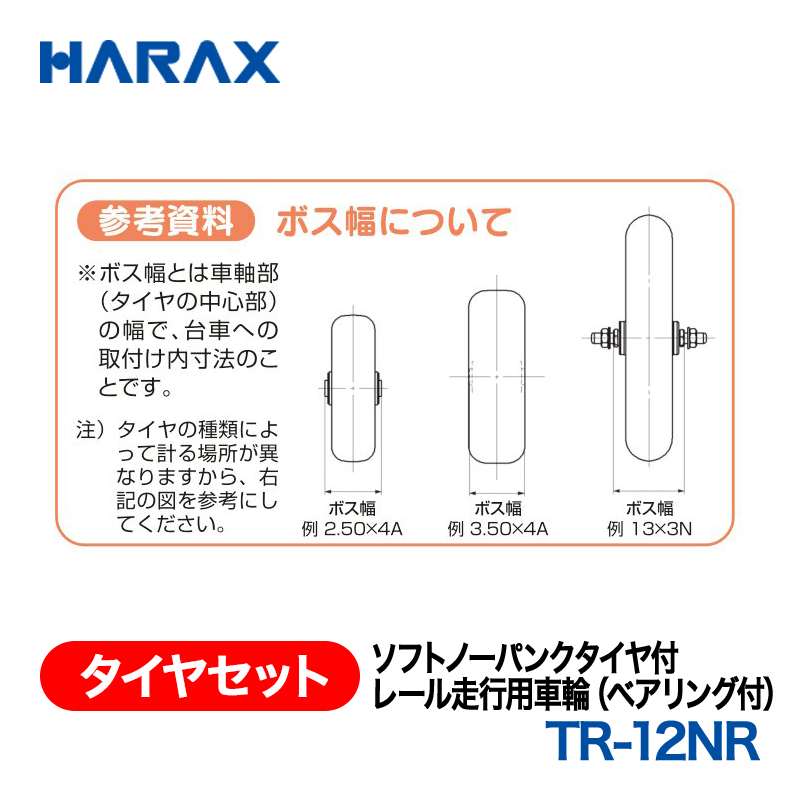 HARAX（ハラックス） タイヤセット TR-12NR  ソフトノーパンクタイヤ付レール走行用車輪（ベアリング付） タイヤ部：タイヤセットTR-12Nの画像