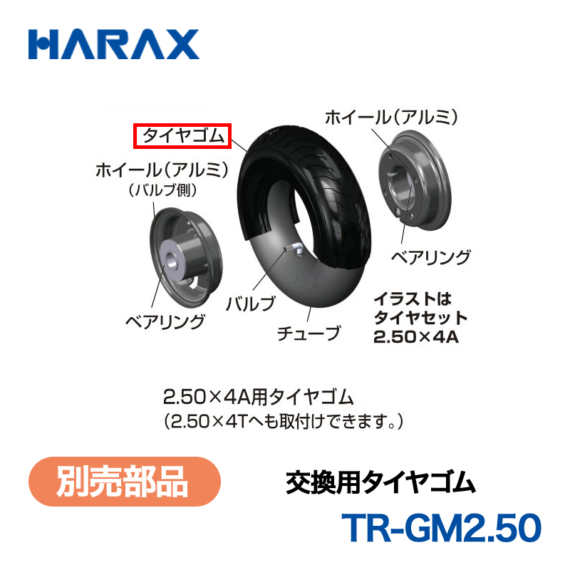 HARAX（ハラックス） タイヤセット TR-GM2.50  交換用タイヤゴム 2.50 x 4A用タイヤゴム （2.50 x 4Tへも取付けできます。）の画像