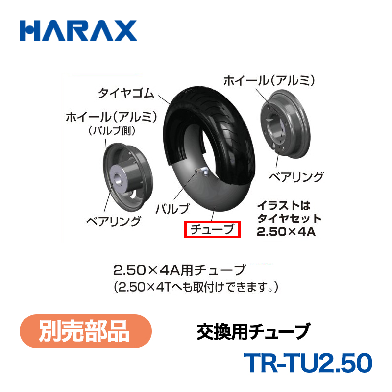 HARAX（ハラックス） タイヤセット TR-TU2.50  交換用チューブ 2.50ｘ4A用チューブ （2.50ｘ4Tへも取付けできます）の画像