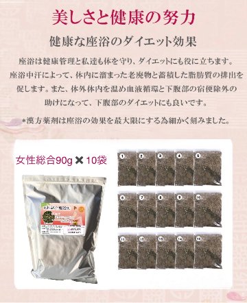 ★送料込み★ 【オーガニック】女性総合用 90g✖10袋 よもぎ蒸し材料 【無農薬栽培・3年熟成よもぎ】20回分の画像