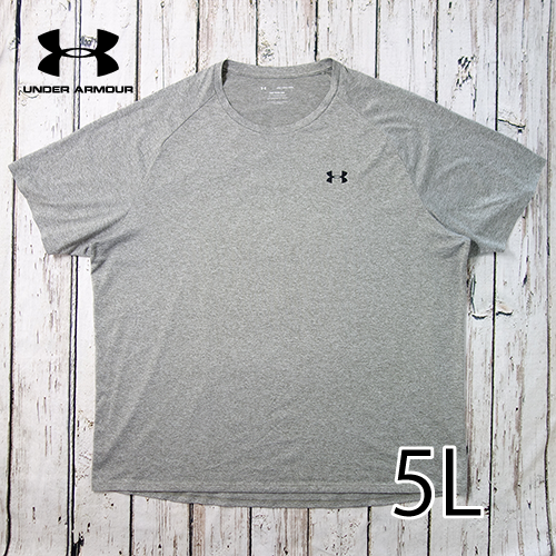 大きいサイズ メンズ UNDER ARMOUR(アンダーアーマー) 半袖 ドライTシャツ グレー 5L USED 古着の画像