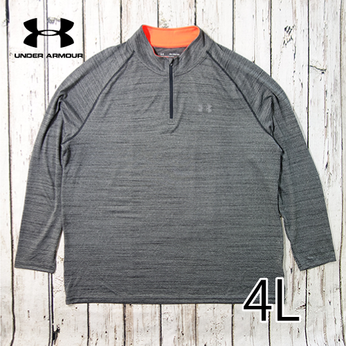 大きいサイズ メンズ UNDER ARMOUR(アンダーアーマー) 長袖 ハーフジップ ドライTシャツ グレー 4L USED  古着｜ideate株式会社 評判の高い大きいサイズUSED店