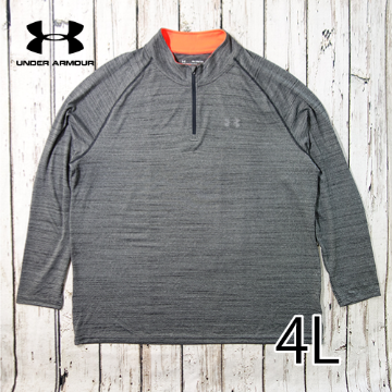 大きいサイズ メンズ UNDER ARMOUR(アンダーアーマー) 長袖 ハーフジップ ドライTシャツ グレー 4L USED 古着の画像