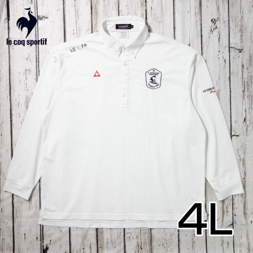 大きいサイズ メンズ le coq sportif 長袖 ポロシャツ 4L USED 古着の画像