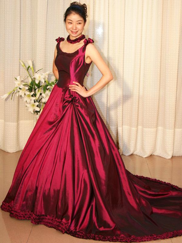 パーティードレス　シックなローズレッド　２次会　ステージ　コンサート　発表会　披露宴の画像