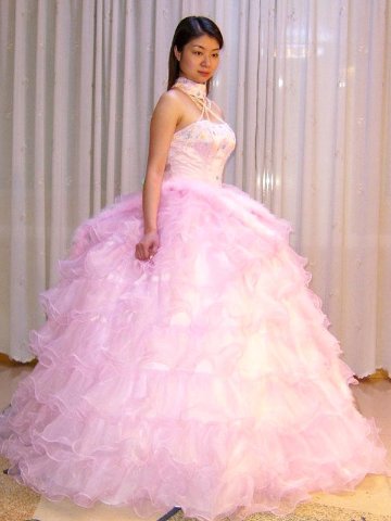 パーティードレス　ビスチェ　プリンセスライン　ベビーピンク　チョーカー飾り付属画像