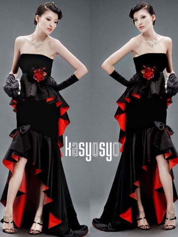 ハイウエストマーメイドライン　フロントセミロング丈 パーティードレスの画像