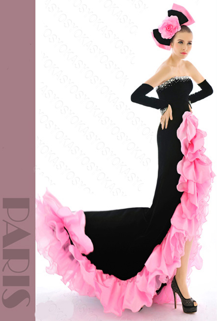 パーティードレス ベルベット　マーメイドライン　グローブ別売り　クリスタルビーズの画像