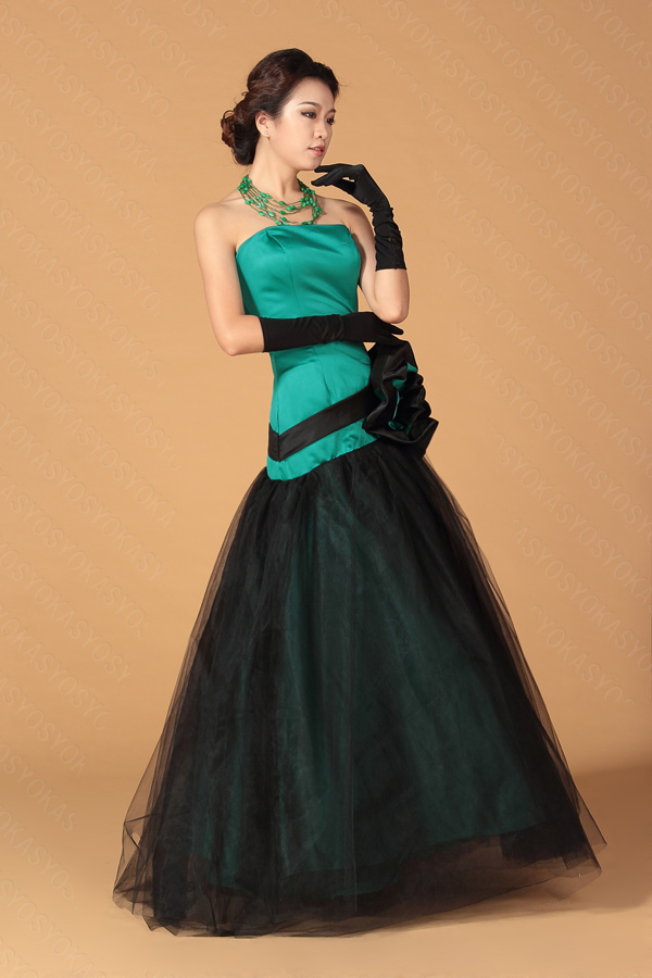 パーティードレス　上品さが溢れる素敵な配色　ローヒップAラインの画像