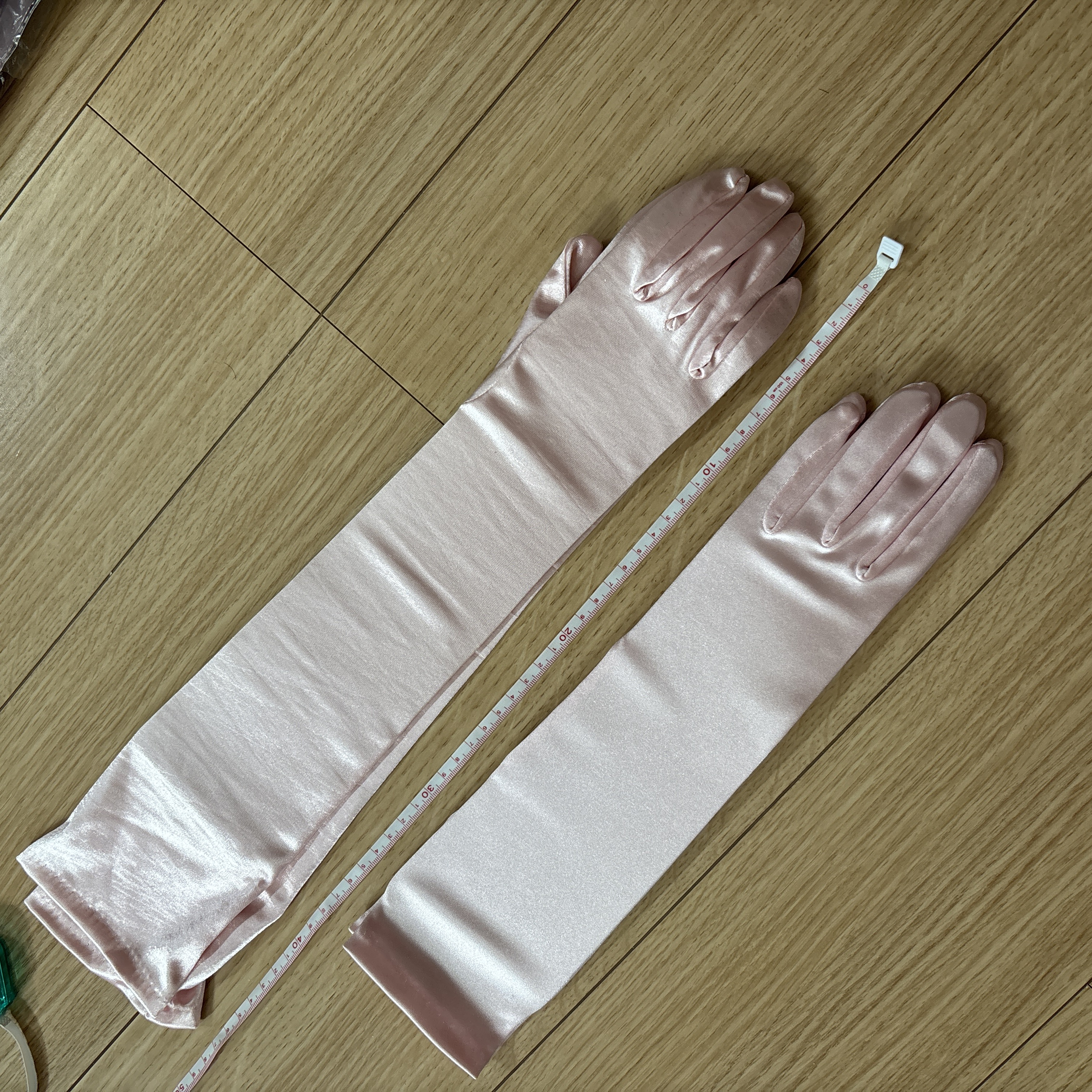 新品２点セット販売！パーティードレス用グローブ ロング丈　カラードレスカラードレス用グローブ各種ピンク系３８ｃｍ４８ｃｍの画像