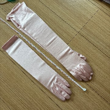 新品２点セット販売！パーティードレス用グローブ ロング丈　カラードレスカラードレス用グローブ各種ピンク系３８ｃｍ４８ｃｍの画像