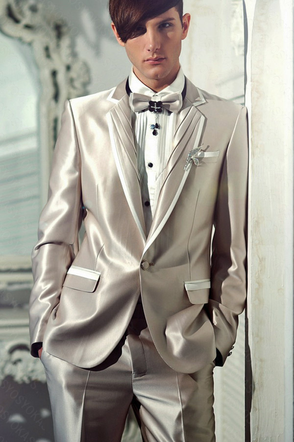 タキシード＆パンツ＆共布蝶ネクタイ＆共布ポケットチーフ４点セットの画像