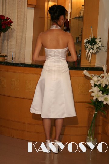 ウェディングドレス　アメリカンスリーブ　ミニ丈　ゲスト　内輪の結婚式など画像