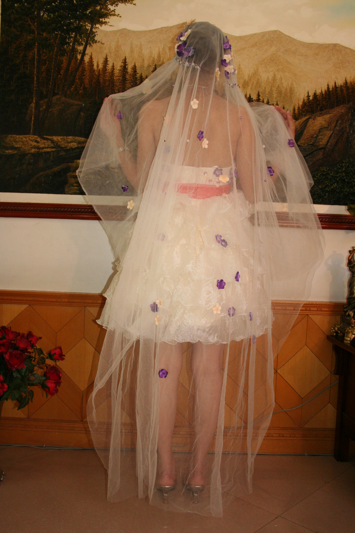 花の妖精のようなグラデーションドレス　パーティードレス　カラードレス　舞台衣装　ダンスパーティー画像