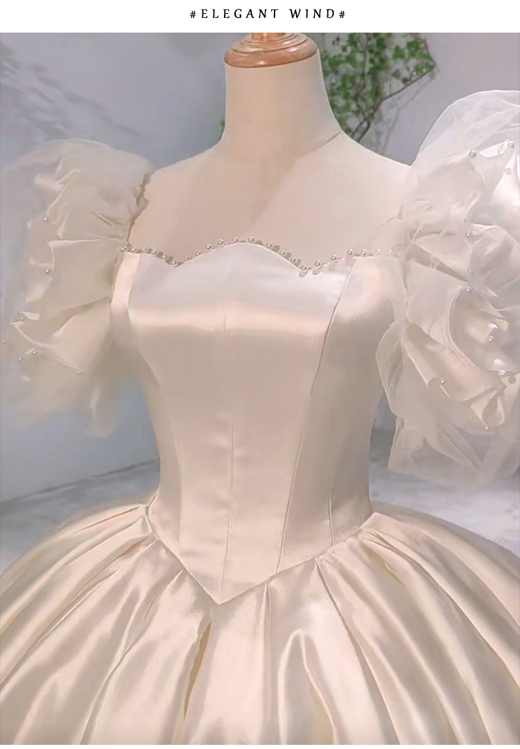 ウエディングドレス オフショルダー 可愛らしい妖艶なパフスリーブ プリンセスライン画像