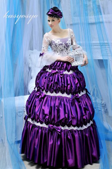 パーティードレス　ビスチェ　プリンセスライン　フレア袖画像