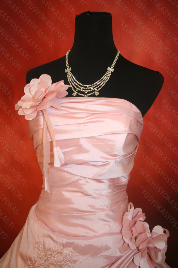 パーティードレス　ビスチェ　プリンセスライン　上品なオーロラベビーピンク　の画像