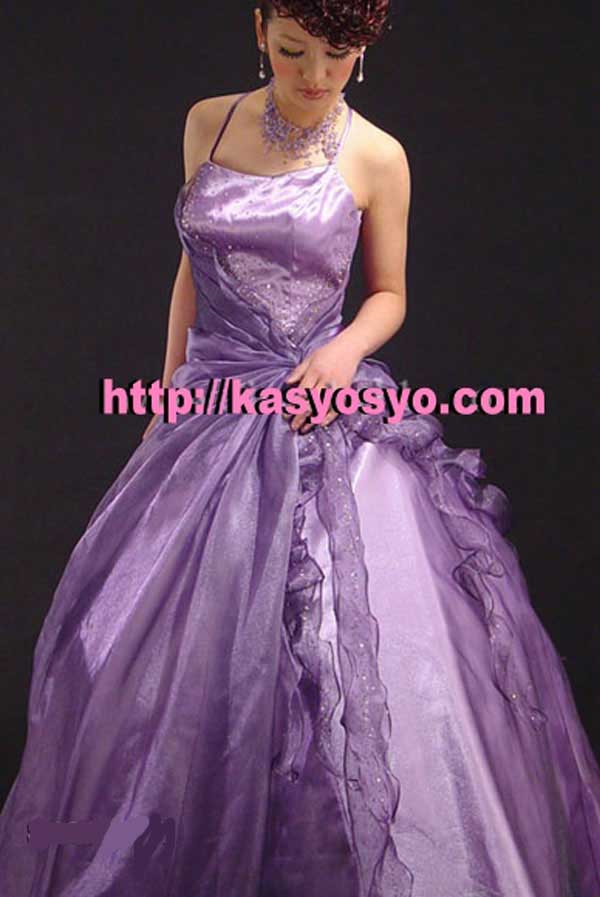 パーティードレス　ツーショルダー　プリンセスライン　ワインカラー　ブルー　赤　バイオレットの画像