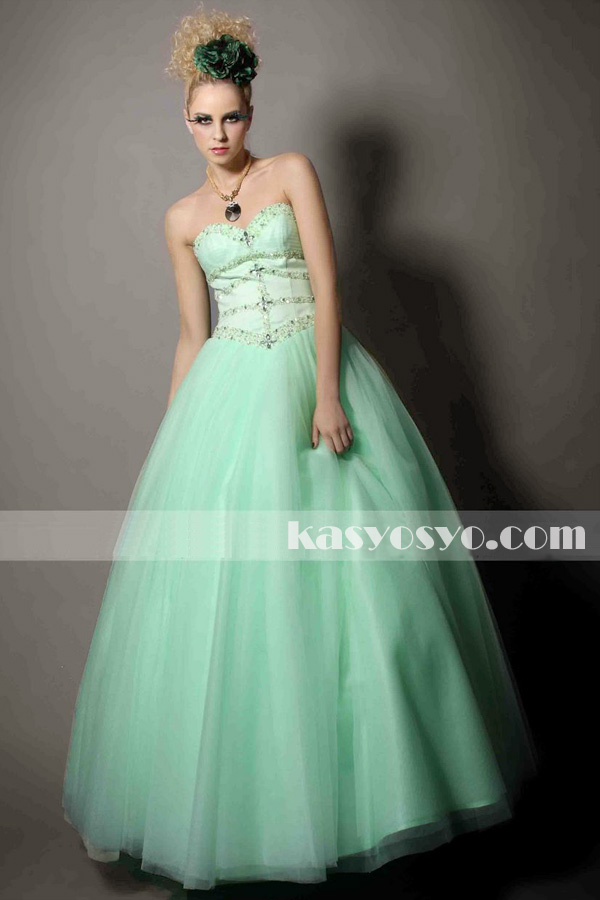 パーティードレス　ビスチェ　Aライン　グリーンの画像