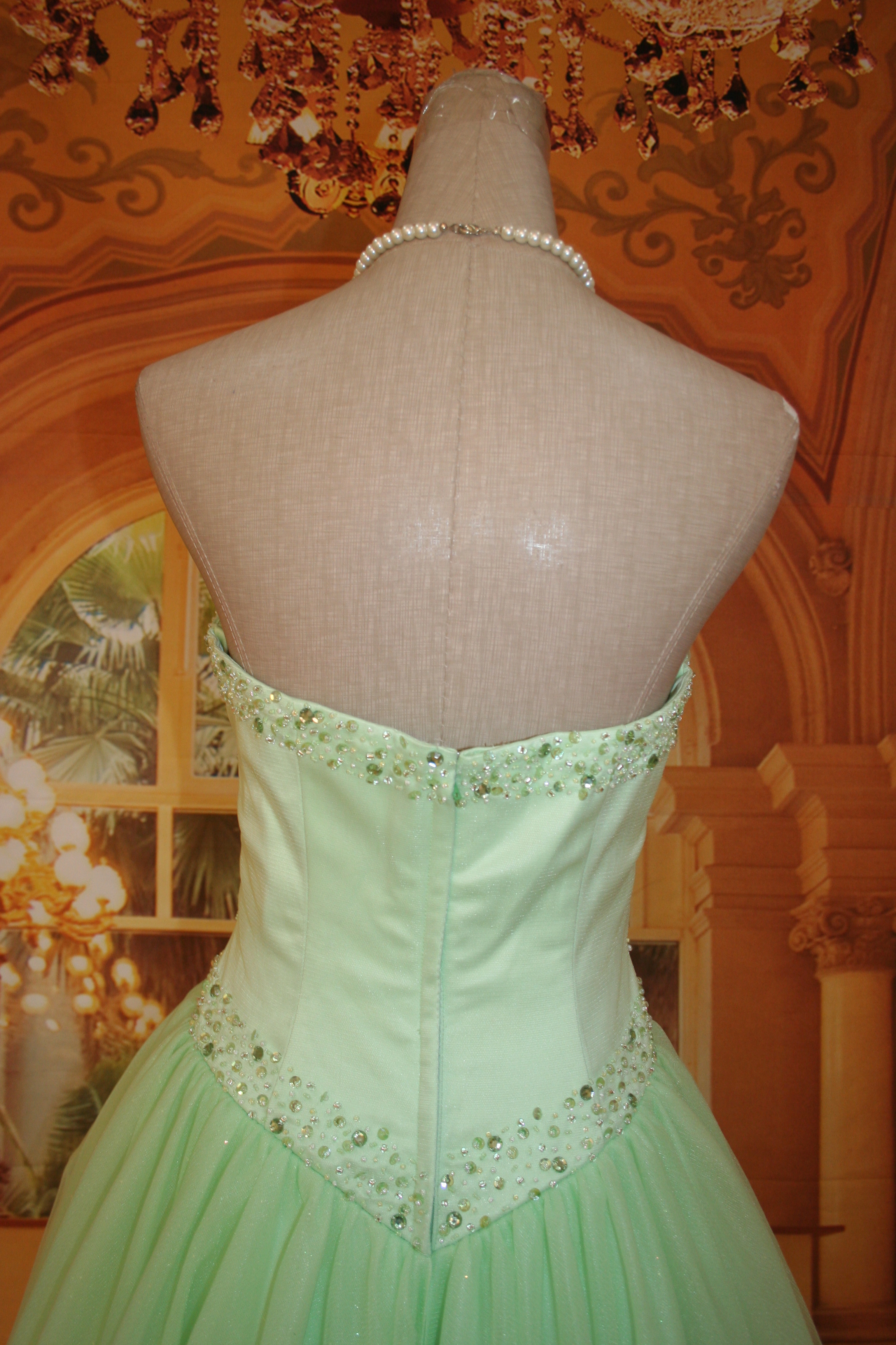 パーティードレス　ビスチェ　Aライン　グリーンの画像