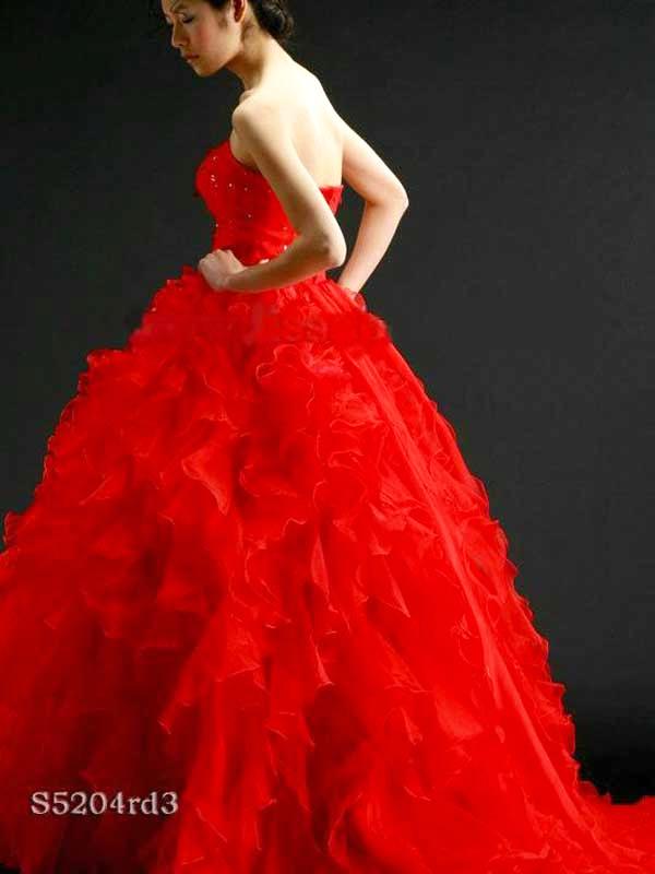 パーティードレス　ネオン色に変化するオーガンジー　緑　オレンジ　レッド　チョーカー付属の画像