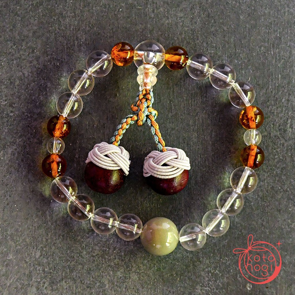 お守りブレスレット「祝り」 アラシャンジャスパー 琥珀 水晶の画像