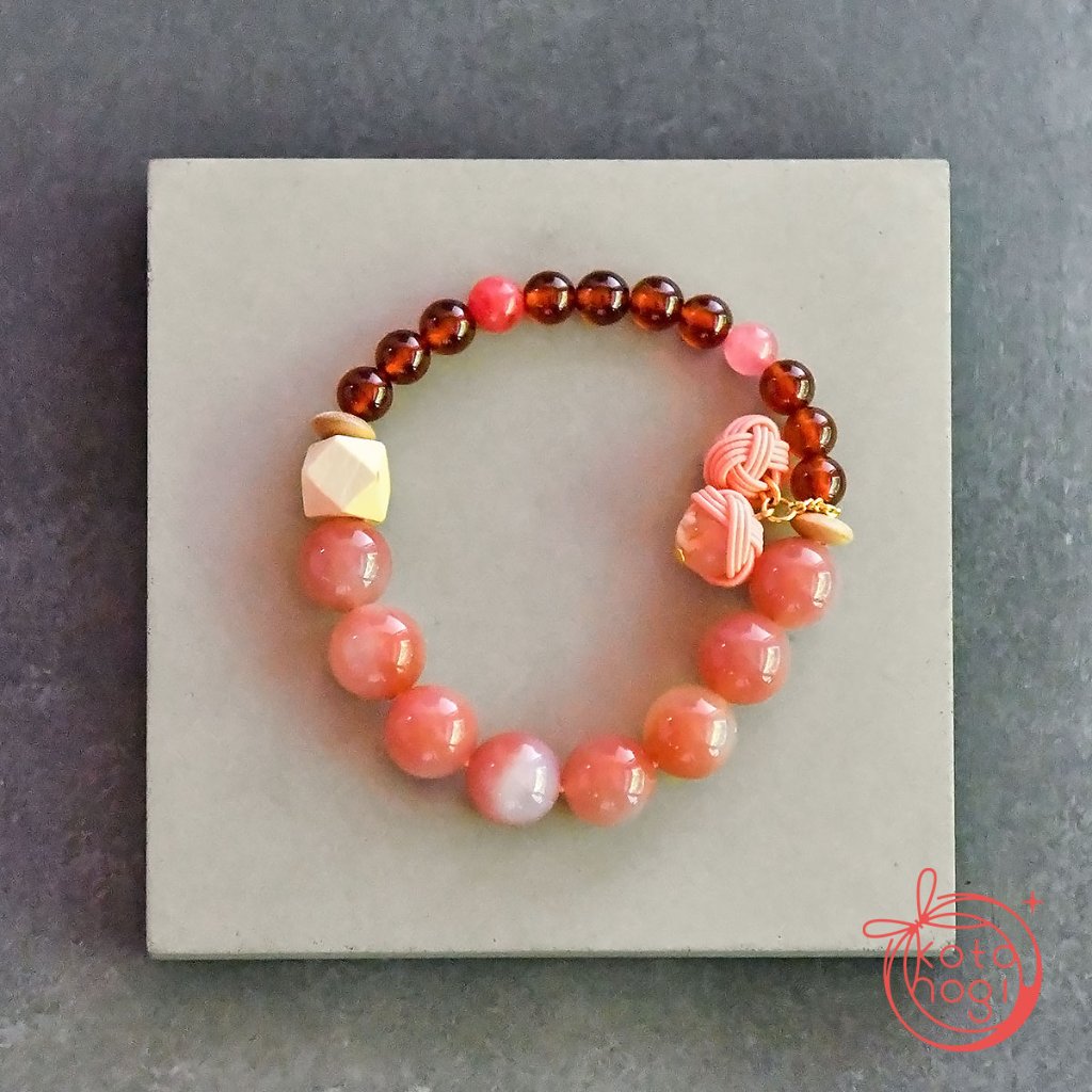 お守りブレスレット「祝り」 塩源瑪瑙 桜瑪瑙【癒し・前向き・ポジティブ・健康】の画像