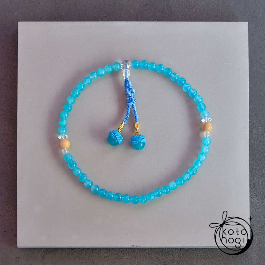 2wayお守り数珠「ふたえ」 パワーストーン アマゾナイトシリカ 略式数珠【直観力・癒し・引き寄せ】の画像