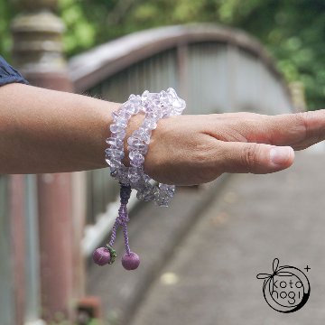 2wayお守り数珠「ふたえ」 パワーストーン スコロライト【癒し・前向き・ポジティブ】画像