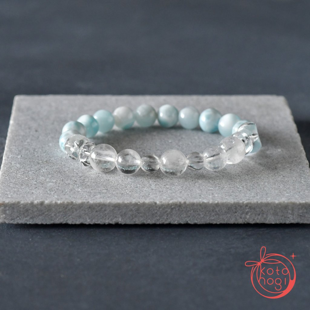 お守りブレスレット「祝り」 ホワイトラリマー スノーホワイトルチル【浄化・癒し・好転】の画像