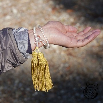 2wayお守り数珠「ふたえ」 リビアングラス ガネーシュヒマール 略式数珠【インスピレーション・浄化】画像