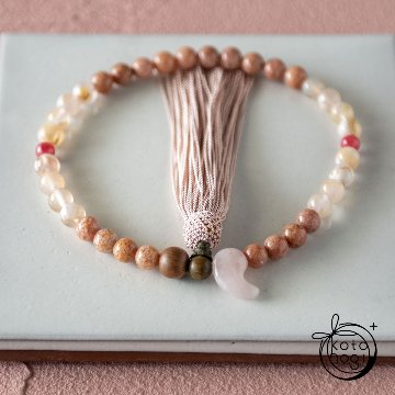 開運のお守り数珠「ひとえ」 春爛漫 桜瑪瑙 ロードナイト ローズクォーツ 檀香樹画像