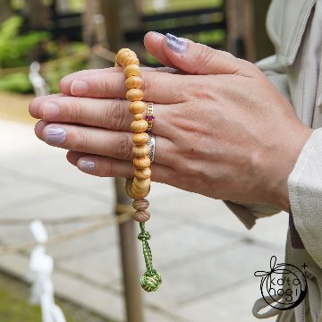 結婚運アップのお守り数珠「ひとえ」 檜 槐 略式念珠画像